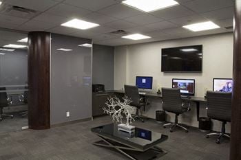 Resident business center with computer and printer